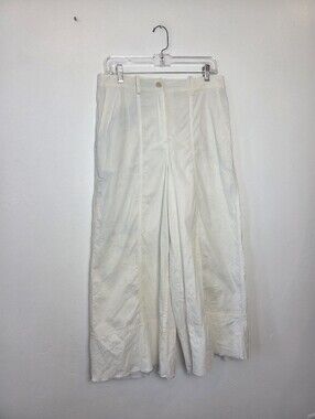 Annette Göertz White Cotton Linen Wide Leg Pants Summer *flawed* EU size 40